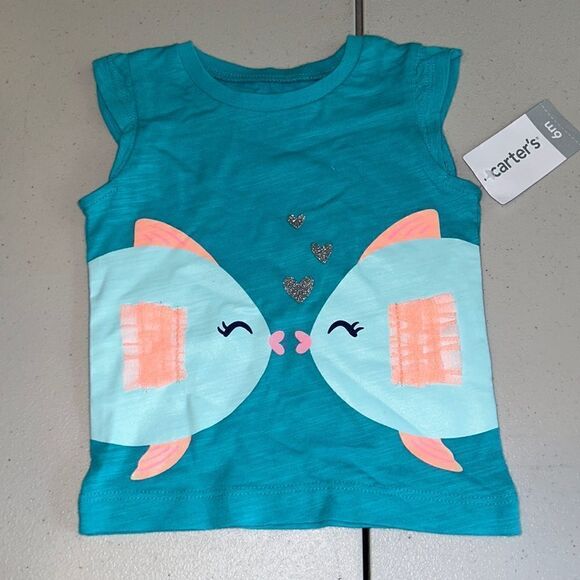 Nwt 6m carters kissing fish shirt - Picture 1 of 1